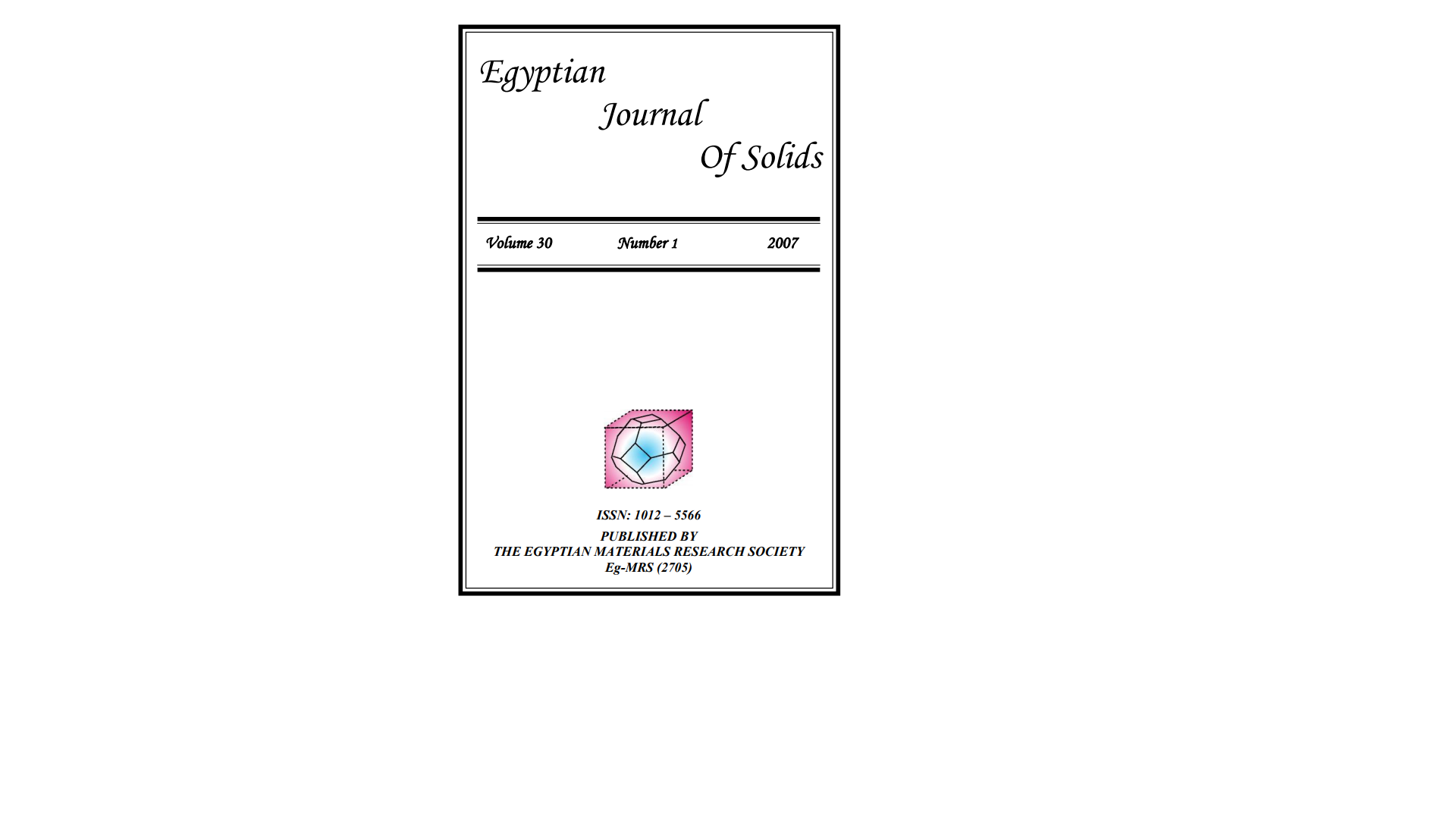 Egyptian Journal of Solids
